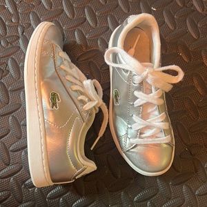 Silver Lacoste boys sneakers. Size us11